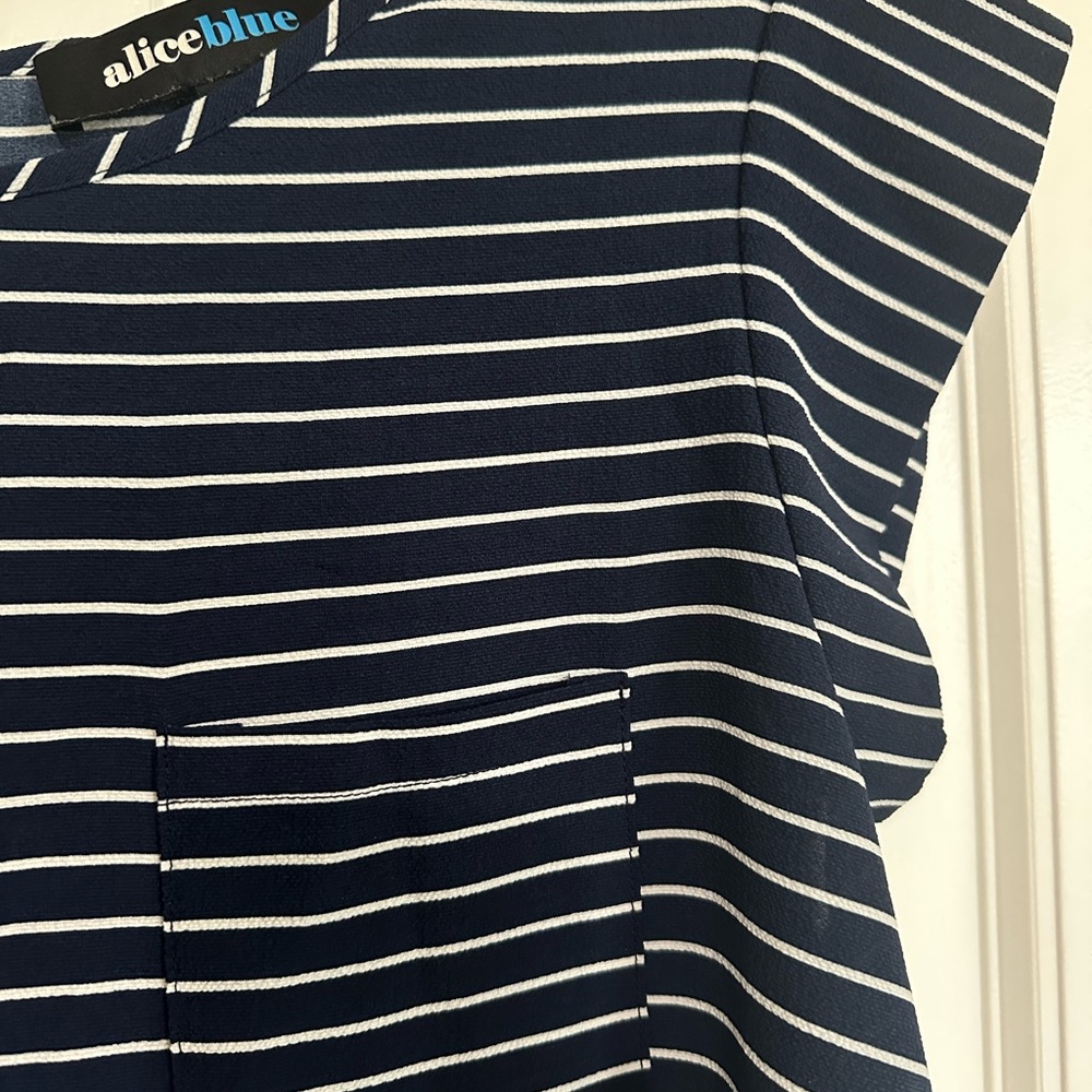 Navy striped blouse top - Picture 4 of 5